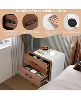 Sugift Modern Nightstand with 2 Drawers for Bedroom Living Room