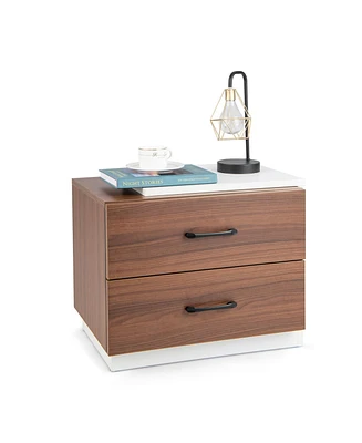Sugift Modern Nightstand with 2 Drawers for Bedroom Living Room