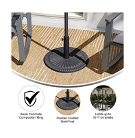 Emma+Oliver Keegan 19.25" Diameter Universal Sunburst Pattern Cement Patio Umbrella Base With Weatherproof Plastic Polymer Coating