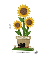 Glitzhome 29"H Fall Wood Sunflowers Porch Decor