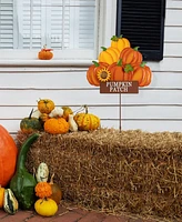 Glitzhome 42"H Fall Metal Pumpkins Stack Yard Stake