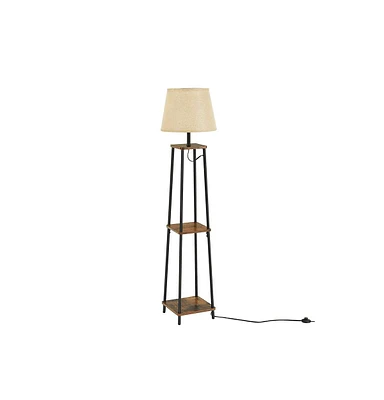Slickblue Floor Lamp with Shelves, Standing Reading Lamp with Lamp Shade, for Living Room, Bedroom