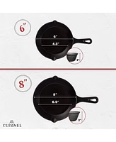 Cuisinel Cast Iron Skillet Set - 4-Piece Chef Pan - 6" + 8" + 10" + 12"-Inch