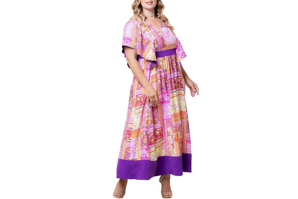 Kiyonna Plus Mediterranean Breeze Maxi Dress with Pockets