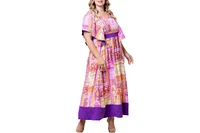 Kiyonna Plus Mediterranean Breeze Maxi Dress with Pockets