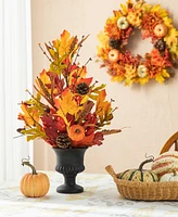 Glitzhome 24"H Fall Maple Leaf Urn Table Tree