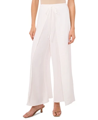 CeCe Women's Overlap Tie Front Wide Leg Soft Pants