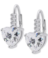 Lab Grown White Sapphire Heart Leverback Drop Earrings (4-3/4 ct. t.w.) in Sterling Silver