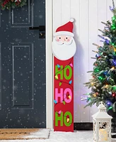 Glitzhome 54"H Christmas Wooden "Hohoho" Santa Porch Sign with Fabric Dangling Legs