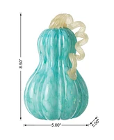 Glitzhome 8.5"H Fall Turquoise Glass Gourd