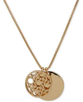 Anne Klein Gold-Tone Lattice Disc 36" Adjustable Pendant Necklace