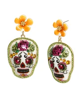 Betsey Johnson Faux Stone Sugar Skull Drop Earrings