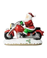 Glitzhome 11.75"L Resin Christmas Santa with Motorcycle Table Decor