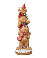 Glitzhome 29.25"H Christmas Mgo Stacked Gingerbread Man Porch Decor