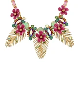 Betsey Johnson Faux Stone Palm Leaf Bib Necklace