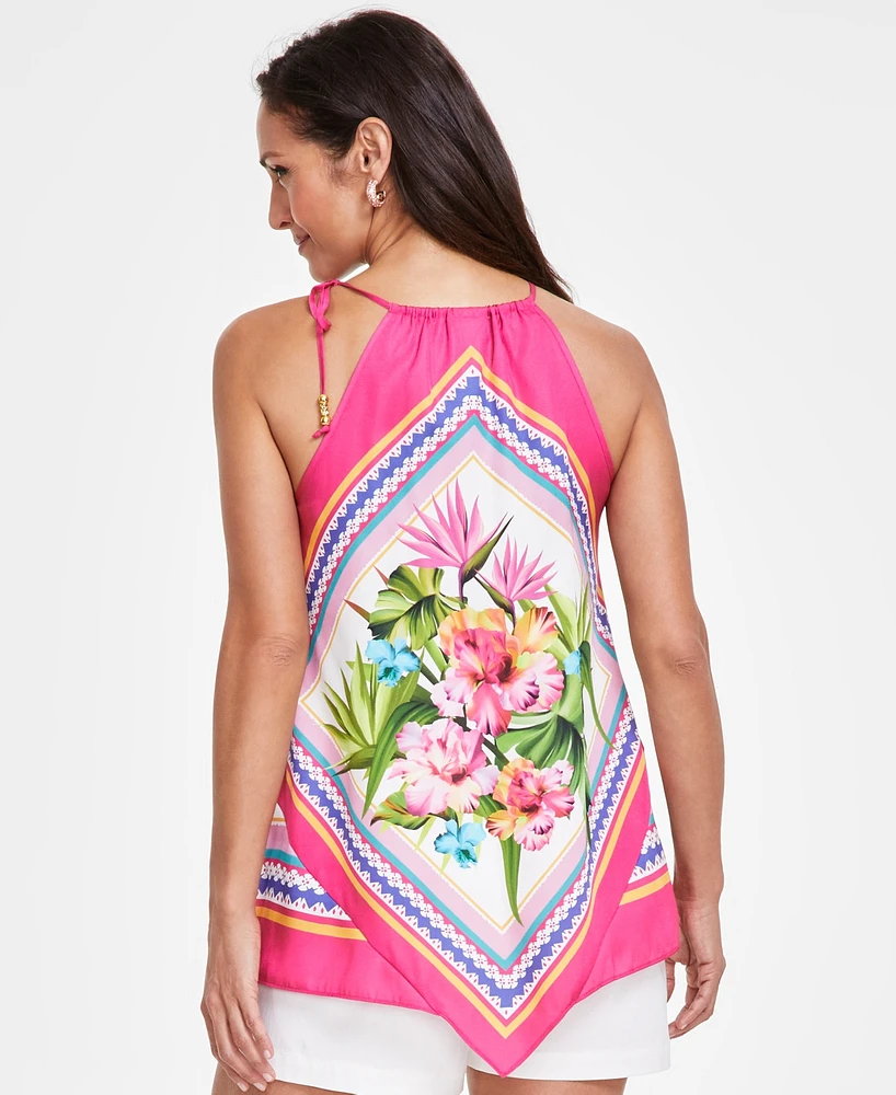 I.n.c. International Concepts Women's Scarf-Print Halter Top, Created for Macy's