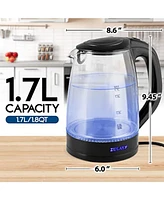 Zulay Kitchen Borosilicate Glass Electric Kettle with Blue Led Light