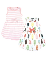 Touched by Nature Toddler Girls Organic Cotton Short-Sleeve and Long-Sleeve Dresses, Popsicle