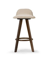 Glamour Home 25.98" Asta Rubberwood, Fabric Counter Height Stool, Set of 2