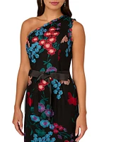 Adrianna Papell Women's One-Shoulder Embroidered Gown