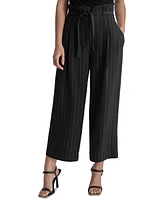 Dkny Women's Pinstripe Mid Rise Paperbag-Waist Cropped Pants