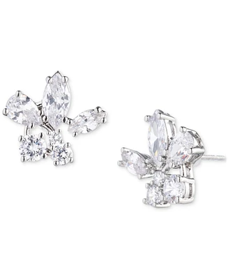 Givenchy Silver-Tone Mixed Cut Cubic Zirconia Stud Earrings