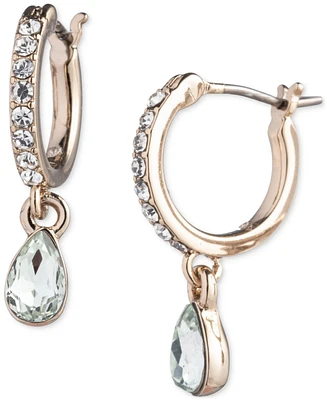 Givenchy Gold-Tone Pear-Shape Crystal Charm Huggie Hoop Earrings