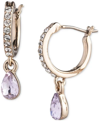 Givenchy Gold-Tone Pear-Shape Crystal Charm Huggie Hoop Earrings