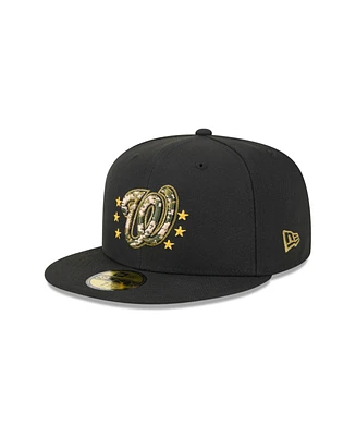 New Era Men's Black Washington Nationals 2024 Armed Forces Day On-Field 59FIFTY Fitted Hat