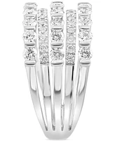 Effy Diamond Three Row Statement Ring (1-1/3 ct. t.w.) in 14k White Gold