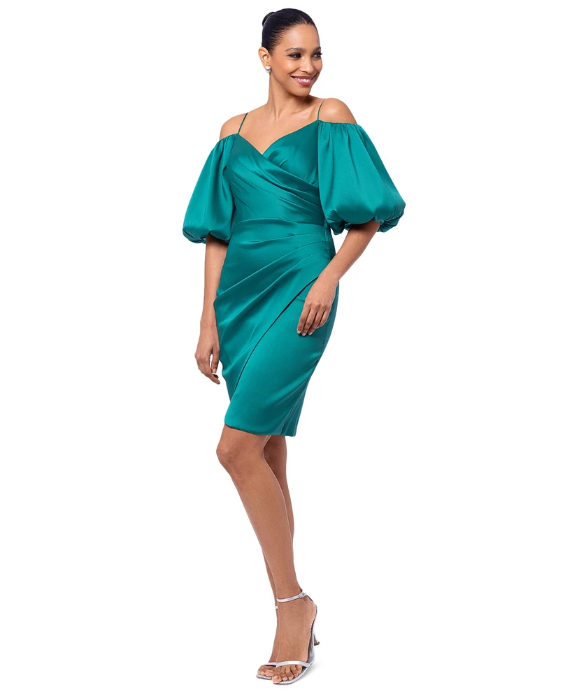 Betsy & Adam Women's Balloon-Sleeve Off-The-Shoulder Dress