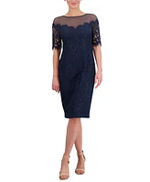 Eliza J Petite Illusion Lace Sheath Dress