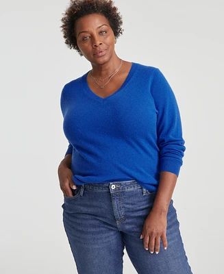 Charter Club Plus 100% Cashmere V-Neck Sweater, Created for Macy's