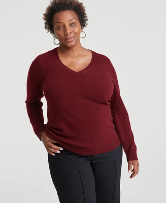 Charter Club Plus Size 100% Cashmere V-Neck Sweater, Created for Macy's