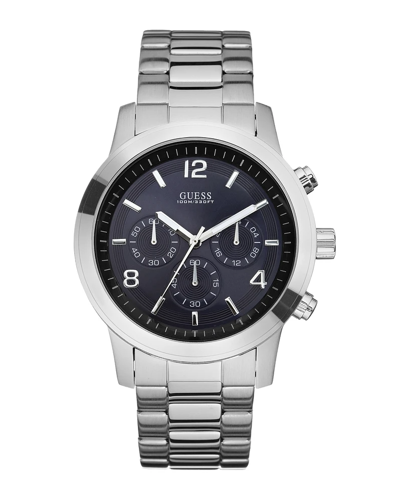 Guess Men's Multi-function Silver Tone Stainless Steel Watch 42 mm