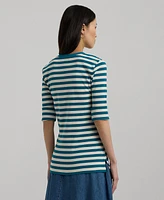 Lauren Ralph Petite Striped Henley Tee