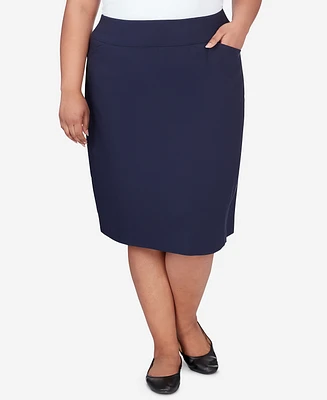 Alfred Dunner Plus Classic Stretch Waist Skirt