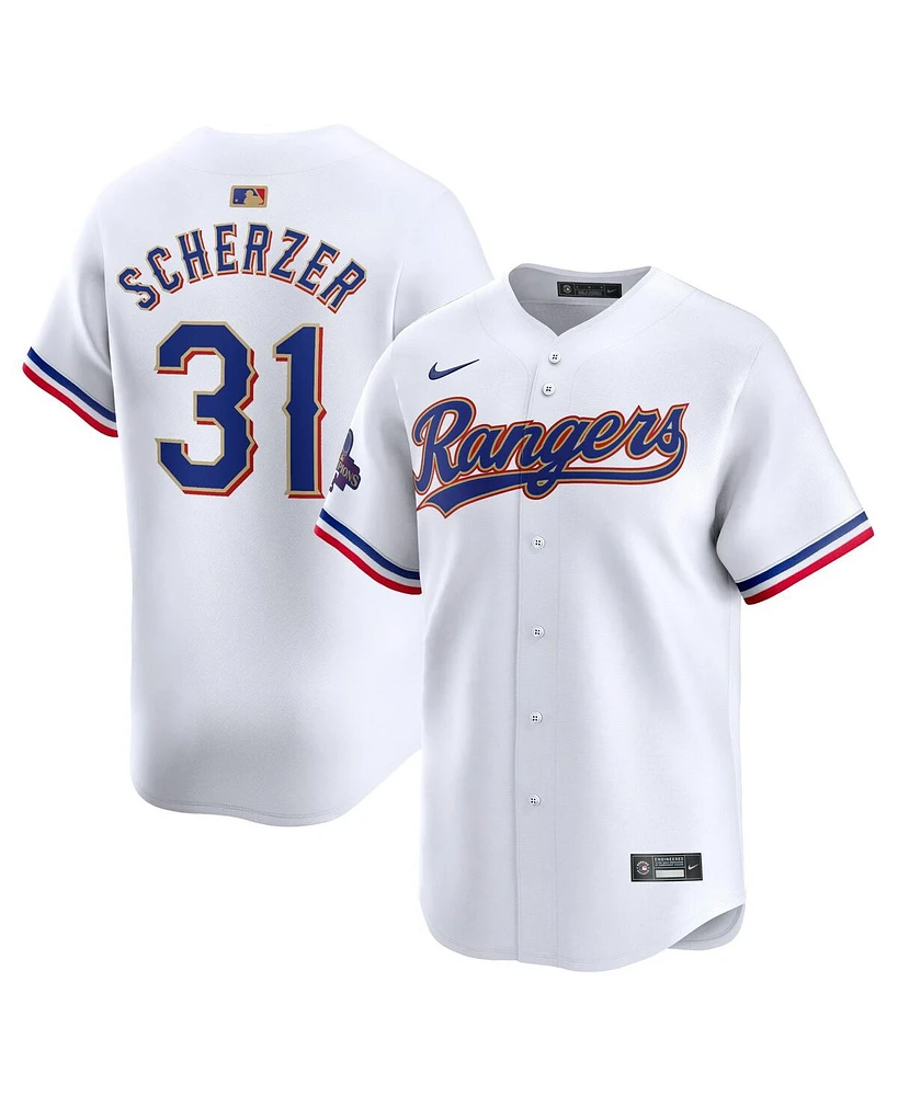 Nike Men's Max Scherzer White Texas Rangers 2024 Gold Collection Limited Player Jersey