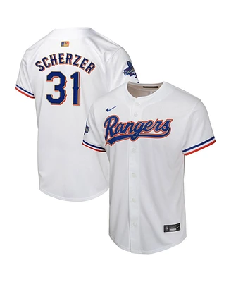 Nike Big Boys and Girls Max Scherzer White Texas Rangers 2024 Gold Collection Limited Player Jersey