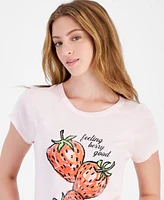 Rebellious One Juniors' Strawberry-Graphic Cotton Baby Tee