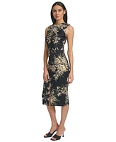 Calvin Klein Women's Floral Front-Slit Midi Dress