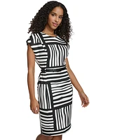 Calvin Klein Women's Printed Cape-Sleeve Sheath Dress