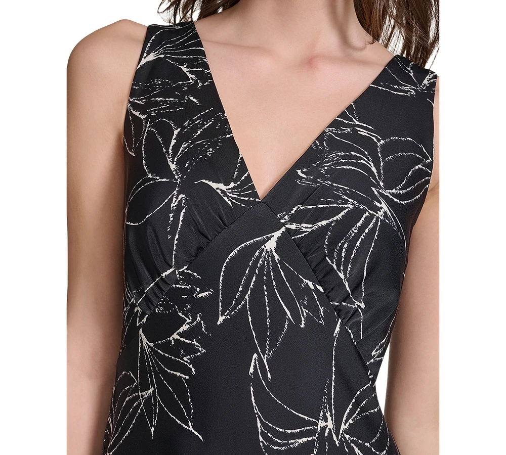 Calvin Klein Women's Printed Double V-Neck Dress