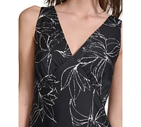 Calvin Klein Women's Printed Double V-Neck Dress