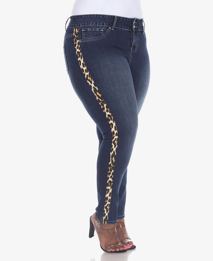 White Mark Plus Super Stretch Denim with Cheetah Pannel