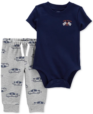 Carter's Baby Boys Race Car Graphic Bodysuit & Printed Pants, 2 Piece Set