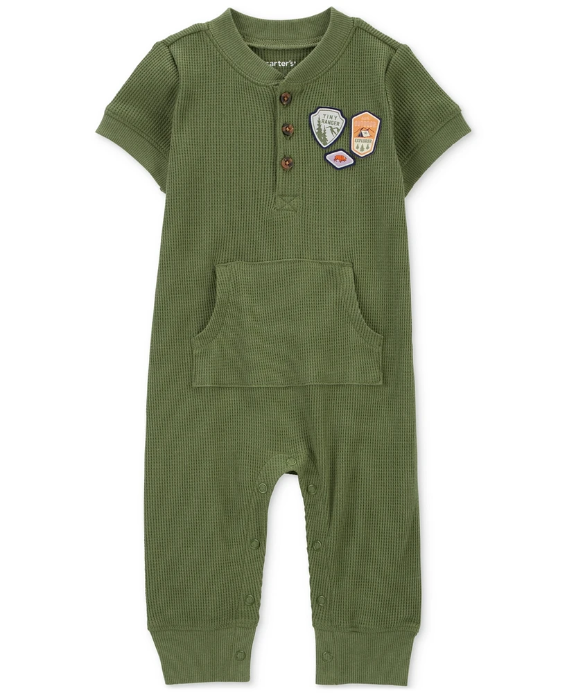 Carter's Baby Boys Waffle Knit Patch Jumpsuit