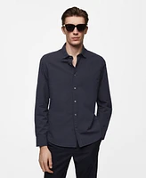 Mango Men's 100% Seersucker Cotton Shirt