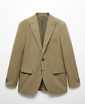 Mango Men's Slim Fit Linen And Cotton Suit Jacket