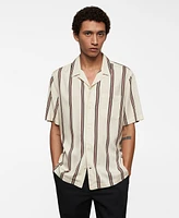 Mango Men's Striped Bowling Fluid Shirt